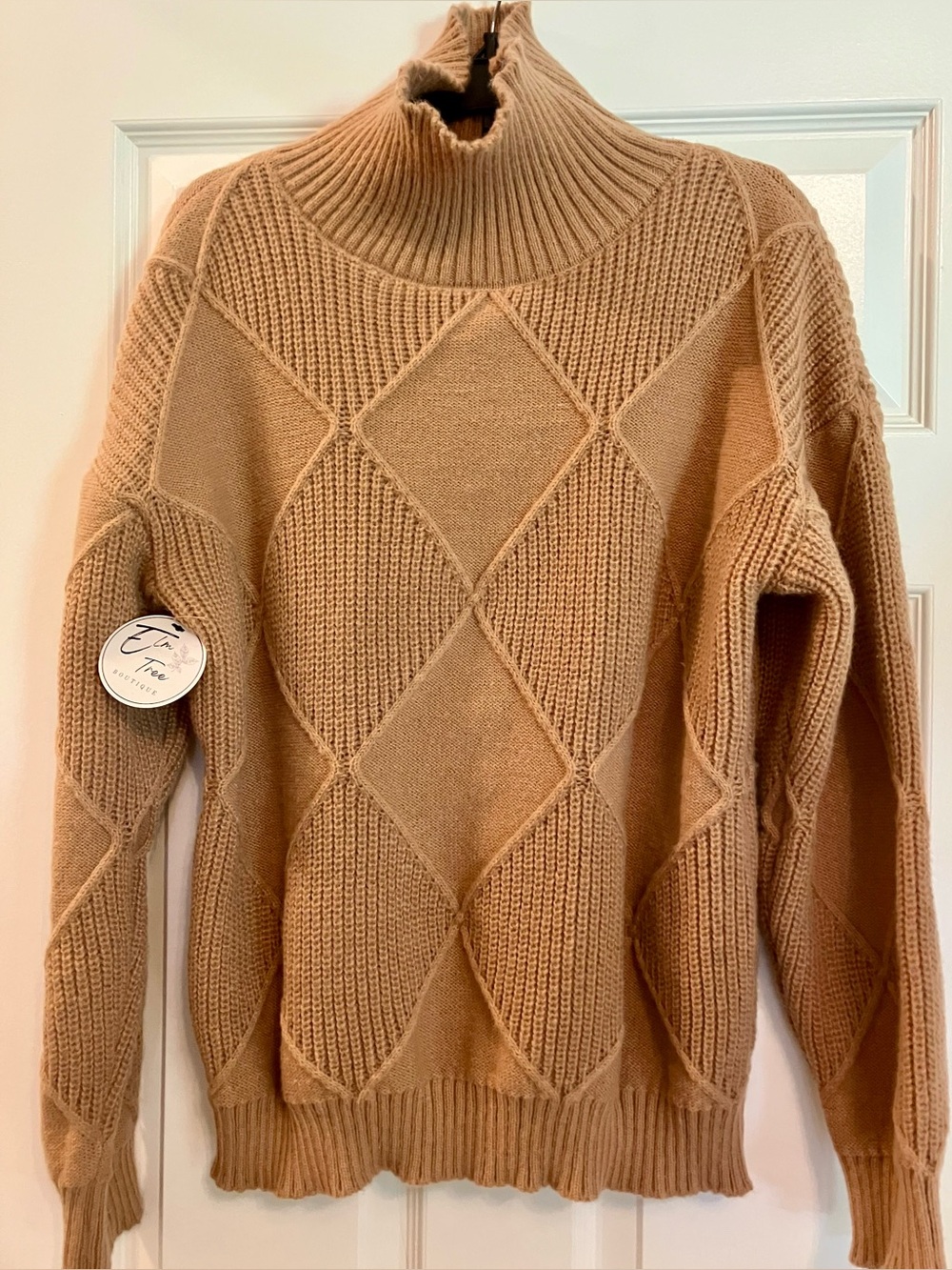 Tan High Neck Boutique Sweater